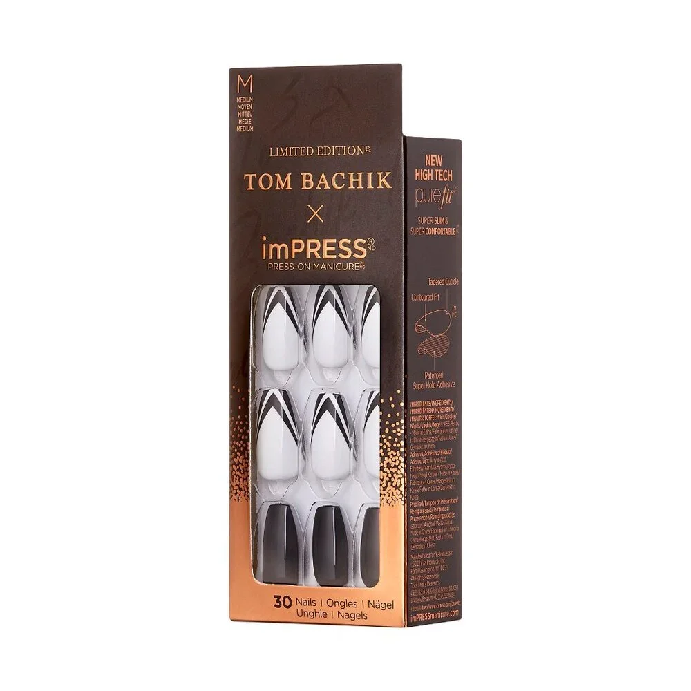 KISS ImPRESS Tom Bachik  Medium Length Nails / Tuxedo Nights